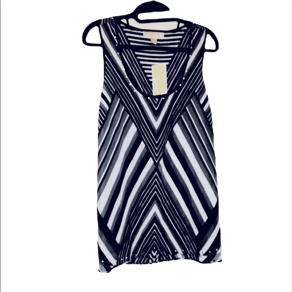NWT Micheal Kors: Size 10 Stripped Silky Sleeveless Round Neck Blouse